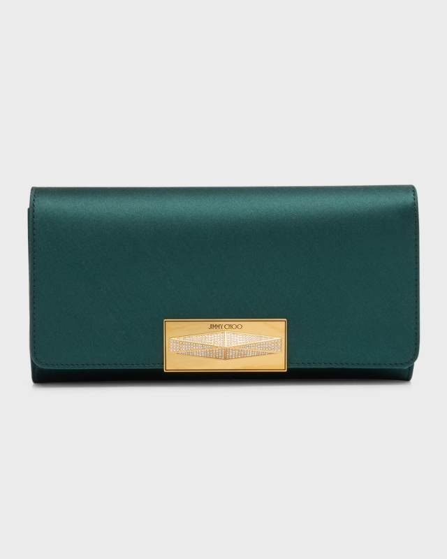 Mini Diamond Embellished Satin Shoulder Bag